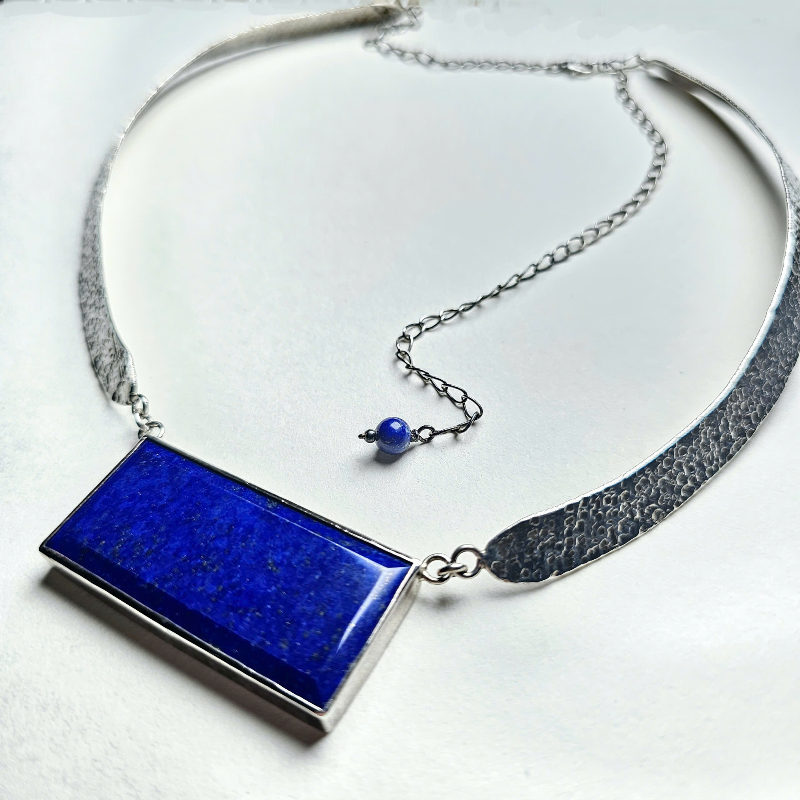 KIềng cổ bạc 925 gắn mặt Lapis - Hình ảnh 2