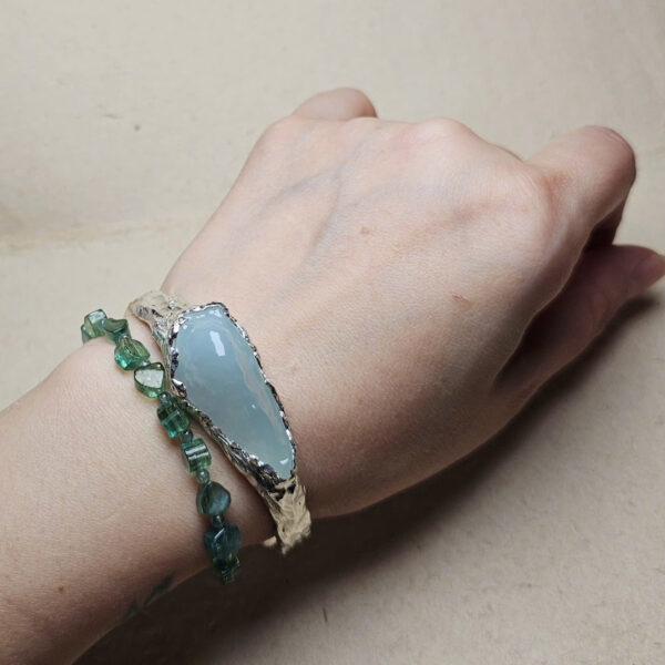 Kiềng tay bạc 925 và ngọc lũa Jadeite - Hình ảnh 5