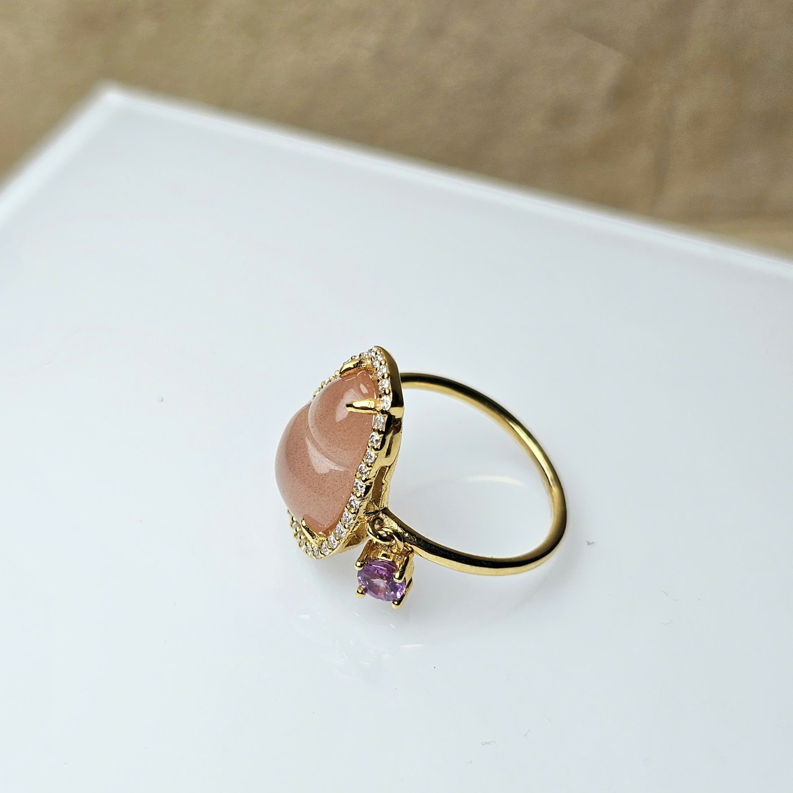 Nhẫn hồ lô hồng băng Nam Hồng Bảo Sơn mix Sapphire tím, vàng 10k - Hình ảnh 5
